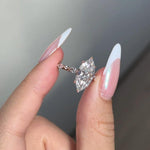 Load image into Gallery viewer, Marquise Moissanite Engagement Ring, Pave Set Band Marquise Ring, 14k Gold 3CT Marquise &amp; Round Accent Ring, 6-Prong Marquise Solitaire Ring image 2