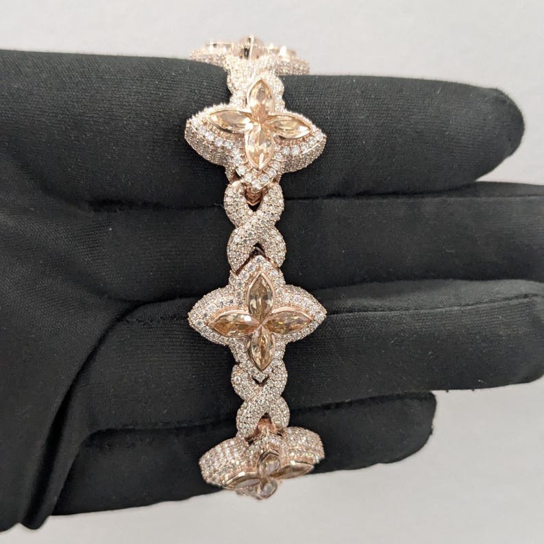 925 Silver moissanite bracelet, moissanite infinity link bracelet, marquis shape moissanite chain, mens moissanite bracelet pass diamond tester, best birthday gift, 20mm moissanite bracelet