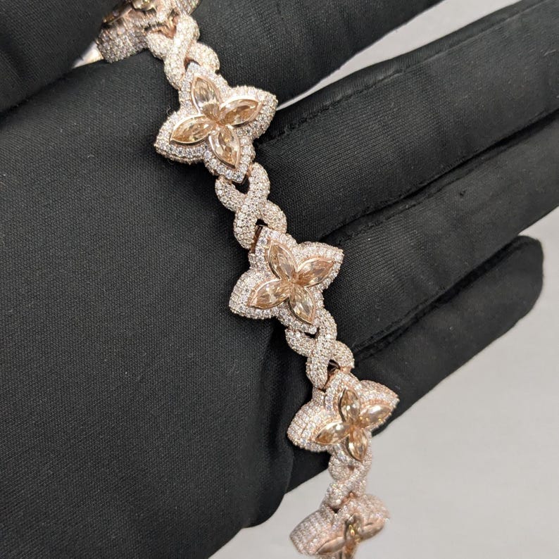 925 Silver moissanite bracelet, moissanite infinity link bracelet, marquis shape moissanite chain, mens moissanite bracelet pass diamond tester, best birthday gift, 20mm moissanite bracelet
