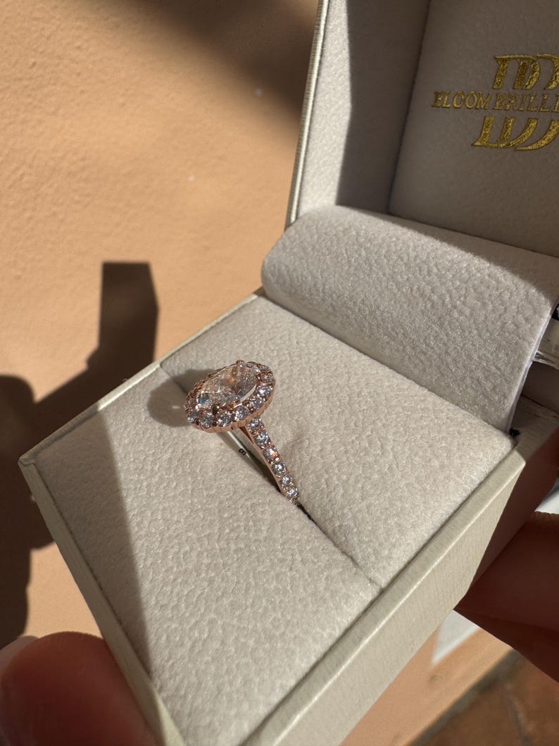 2.50 Carat Oval Lab Grown Diamond Halo 14k Gold Engagement Ring | IGI Certified image 5