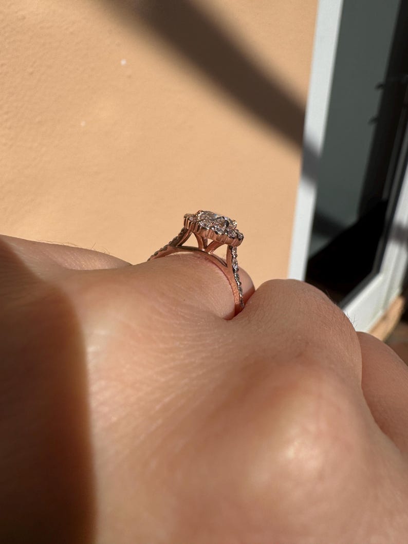 2.50 Carat Oval Lab Grown Diamond Halo 14k Gold Engagement Ring | IGI Certified image 12