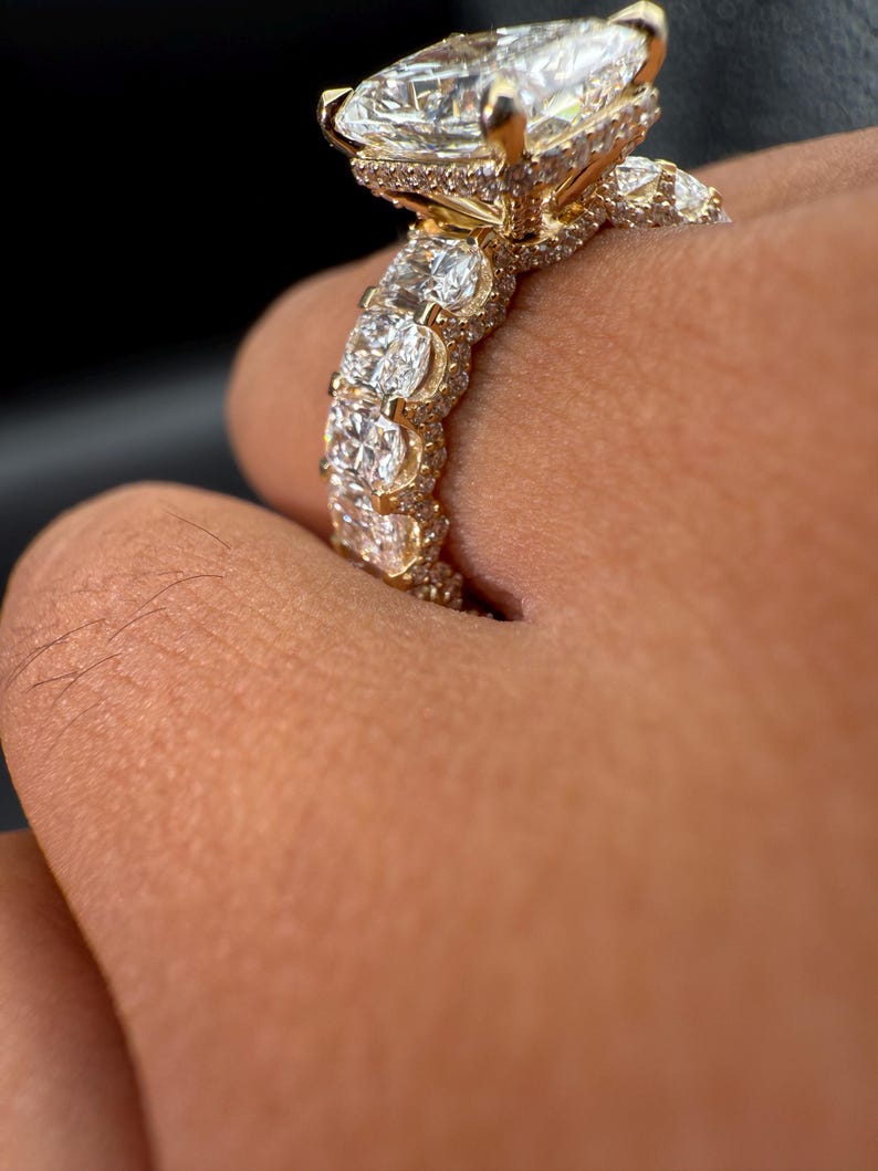 Radiant Cut Lab Diamond Engagement Ring | Gold,Platinum or Silver Prong Set image 9