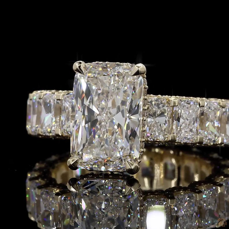 Radiant Cut Lab Diamond Engagement Ring | Gold,Platinum or Silver Prong Set image 11