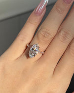 Load image into Gallery viewer, Marquise Moissanite Engagement Ring, Pave Set Band Marquise Ring, 14k Gold 3CT Marquise &amp; Round Accent Ring, 6-Prong Marquise Solitaire Ring image 7