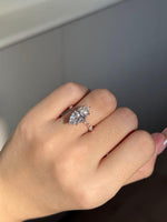 Load image into Gallery viewer, Marquise Moissanite Engagement Ring, Pave Set Band Marquise Ring, 14k Gold 3CT Marquise &amp; Round Accent Ring, 6-Prong Marquise Solitaire Ring image 5