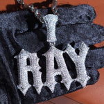 Load image into Gallery viewer, Iced Out Custom Name Necklace: Thorn Letter Pendant,Cuban Link Chain image 9
