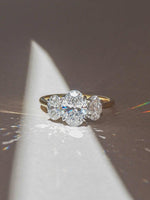 Load image into Gallery viewer, Oval Three Stone Engagement Ring, Oval Cut Moissanite Ring, D-VVS1 Oval Trilogy Ring, Oval Wedding Ring for Women, Past-Present-Future Ring. image 3