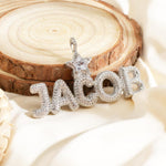 Load image into Gallery viewer, Custom Staked Words Pendant with Crown Bail, Iced Out CZ Diamond Bubble Letters Necklace,Personalised Name Jewelry Gift for Queen&amp;King image 5