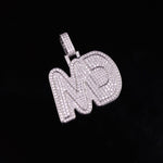 Load image into Gallery viewer, customize MD moissanite pendant. 925 silver mens moissanite charm, 2 inch wide and 2 inch height, best birthday gift, hip hop pendant, pass diamond tester, moissanite letter pendant, mens icedout chain