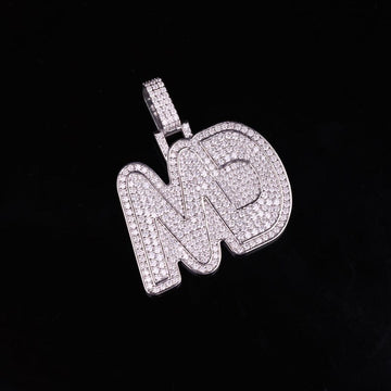 customize MD moissanite pendant. 925 silver mens moissanite charm, 2 inch wide and 2 inch height, best birthday gift, hip hop pendant, pass diamond tester, moissanite letter pendant, mens icedout chain