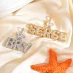 Load image into Gallery viewer, Custom Staked Words Pendant with Crown Bail, Iced Out CZ Diamond Bubble Letters Necklace,Personalised Name Jewelry Gift for Queen&amp;King image 3