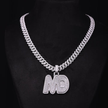 customize MD moissanite pendant. 925 silver mens moissanite charm, 2 inch wide and 2 inch height, best birthday gift, hip hop pendant, pass diamond tester, moissanite letter pendant, mens icedout chain