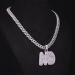 Load image into Gallery viewer, customize MD moissanite pendant. 925 silver mens moissanite charm, 2 inch wide and 2 inch height, best birthday gift, hip hop pendant, pass diamond tester, moissanite letter pendant, mens icedout chain