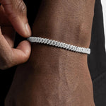 Load image into Gallery viewer, 5mm Diamond Prong Cuban Bracelet White Gold, Iced Out Mens Bling Jewelry, Gift for Him, Hip Hop Bracelet