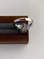 Load image into Gallery viewer, 3 Carat E Color VS1 Clarity IGI CERTIFIED Emerald Cut Lab Grown Diamond Engagement Ring 14k White Gold Ring, Side Baguettes Diamonds image 7
