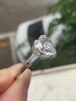 Load image into Gallery viewer, 2 CT Heart Cut Lab Grown Diamond Engagement Ring – Sterling Silver Three Stone Ring image 6