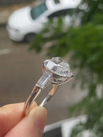 Load image into Gallery viewer, 2 CT Heart Cut Lab Grown Diamond Engagement Ring – Sterling Silver Three Stone Ring image 4