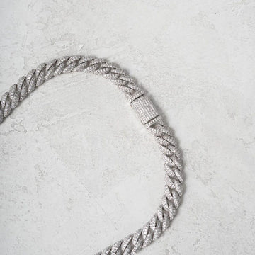 8.5mm Diamond Cuban Chain White Gold, Iced Out Hip Hop Necklace for Him, Bling Gift for Boyfriend, Mens Fashion Jewelry, Birthday Present image 2