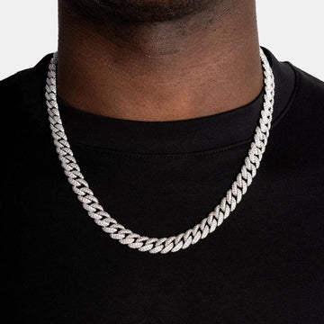 8.5mm Diamond Cuban Chain White Gold, Iced Out Hip Hop Necklace for Him, Bling Gift for Boyfriend, Mens Fashion Jewelry, Birthday Present image 1