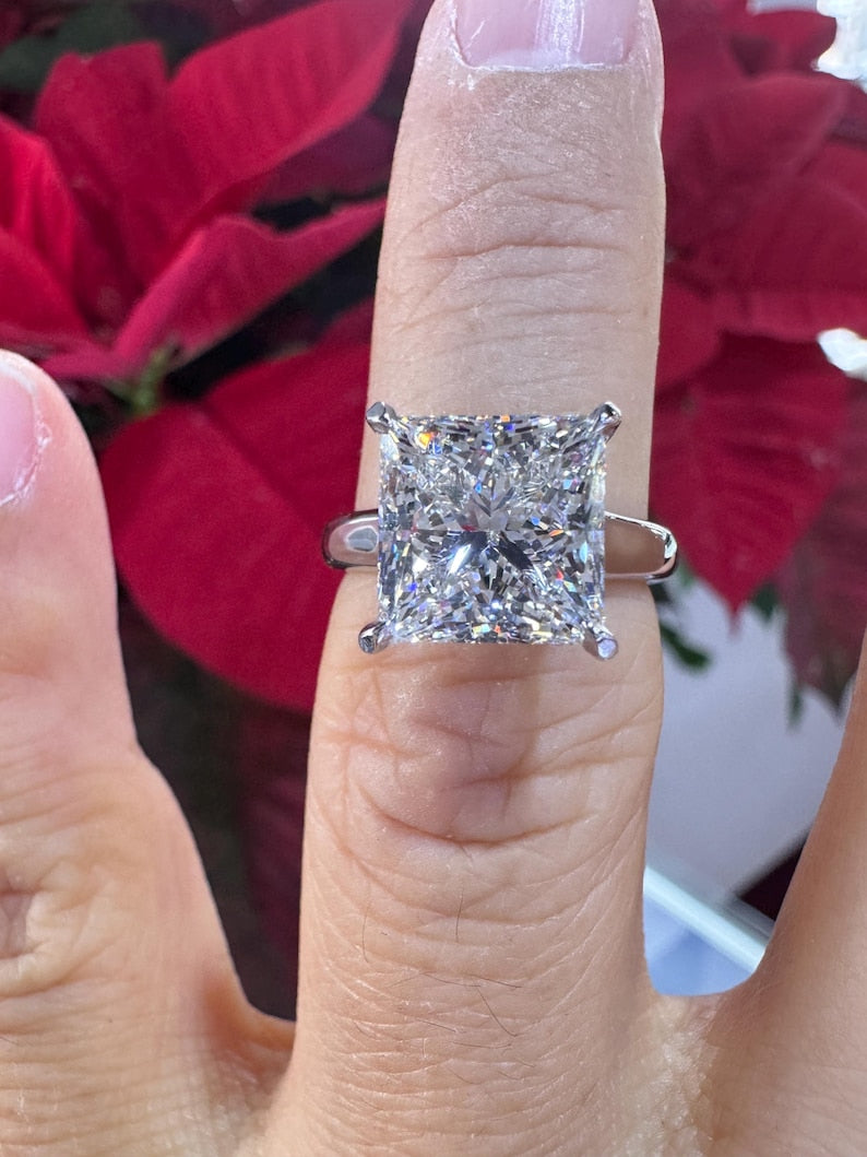 Princess Cut Diamond Engagement Ring, 5 CT Princess Cut Diamond Ring IGI Certified, 14K Yellow Gold Princess Cut Engagement Ring image 7