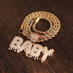 Load image into Gallery viewer, Custom Letters&amp;Name Crown Pendant Necklace, Icy Bling Drip Letters Necklace Gold Filled, Custom Hip-hop Jewelry Unisex, Personalised Gifts image 3