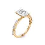 Load image into Gallery viewer, 14k gold diamond engagement ring with marquise cut side stone.