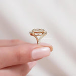 Load image into Gallery viewer, Unique bridal wedding ring with oval moissanite gemstone.