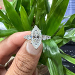 Load image into Gallery viewer, 5 Ct Marquise Diamond Engagement Ring for Women | Platinum Finish | Statement Bridal Ring | Marquise Diamond Ring image 2