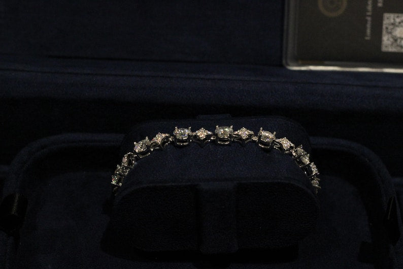 Certified VVS1 Moissanite Cluster 6mm Tennis Bracelet image 8