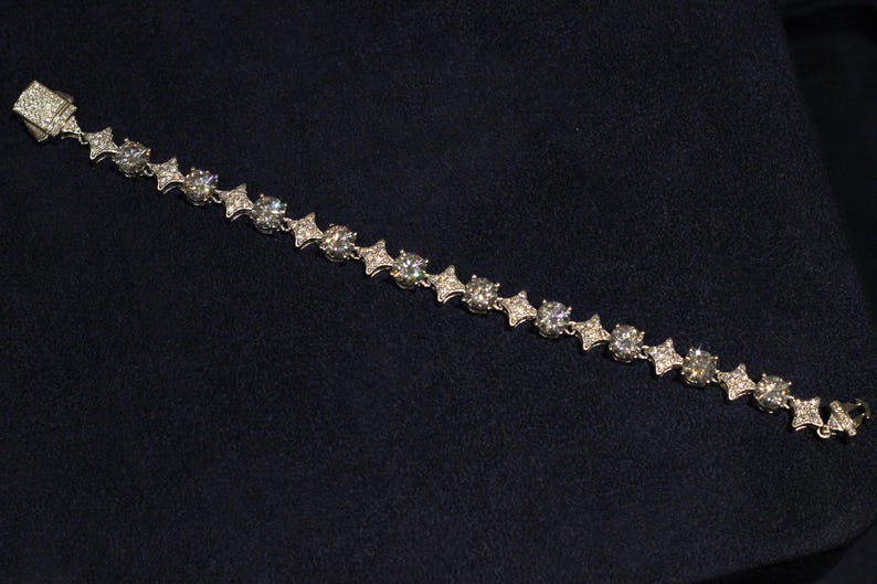 Certified VVS1 Moissanite Cluster 6mm Tennis Bracelet image 7