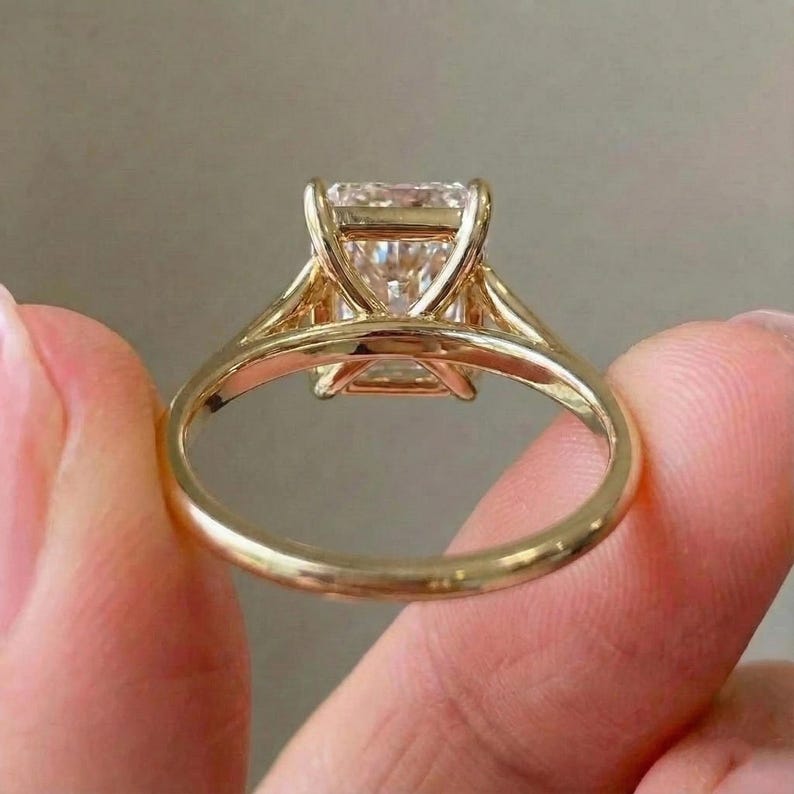 5 Carat E, VVS2 IGI Certified Radiant Cut Diamond Engagement Ring, Split band Ring, Anniversary bridal Wedding Gift For Her. image 4