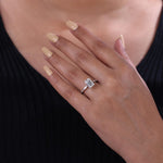 Load image into Gallery viewer, Emerald cut lab grown diamond solitaire engagement ring in sterling silver.
