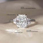 Load image into Gallery viewer, Radiant Cut Lab Created Diamond Three Stone Ring 1–3 CT IGI Certified Anniversary Wedding Ring for Her image 2