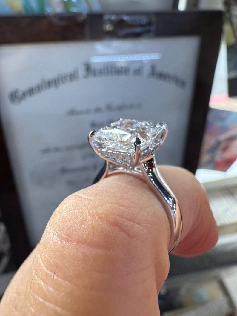 Princess Cut Diamond Engagement Ring, 5 CT Princess Cut Diamond Ring IGI Certified, 14K Yellow Gold Princess Cut Engagement Ring image 4