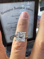 Load image into Gallery viewer, Princess Cut Diamond Engagement Ring, 5 CT Princess Cut Diamond Ring IGI Certified, 14K Yellow Gold Princess Cut Engagement Ring image 5