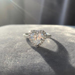 Load image into Gallery viewer, 2.20 CT Heart Moissanite Engagement Ring, Halo Pavé Cathedral Band, 14K White Gold Heart Shaped Wedding Ring, Love Heart diamond ring image 3