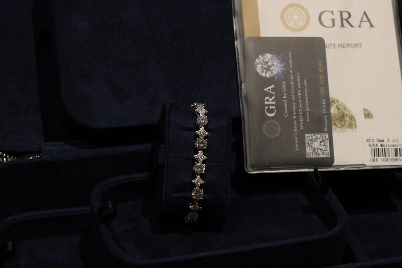 Certified VVS1 Moissanite Cluster 6mm Tennis Bracelet image 2