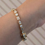 Load image into Gallery viewer, Multi-Shape Moissanite Tennis Bracelet | Gold Finish, Bezel Set image 5
