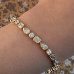 Load image into Gallery viewer, Multi-Shape Moissanite Tennis Bracelet | Gold Finish, Bezel Set image 9
