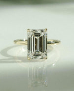 Load image into Gallery viewer, 4CT Emerald Cut Tulip Set Moissanite Engagement Ring 14K Solid Yellow Gold Wedding Ring, Anniversary Ring For Women, Promise &amp; Proposal Ring image 5