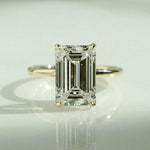 Load image into Gallery viewer, 4CT Emerald Cut Tulip Set Moissanite Engagement Ring 14K Solid Yellow Gold Wedding Ring, Anniversary Ring For Women, Promise &amp; Proposal Ring image 3