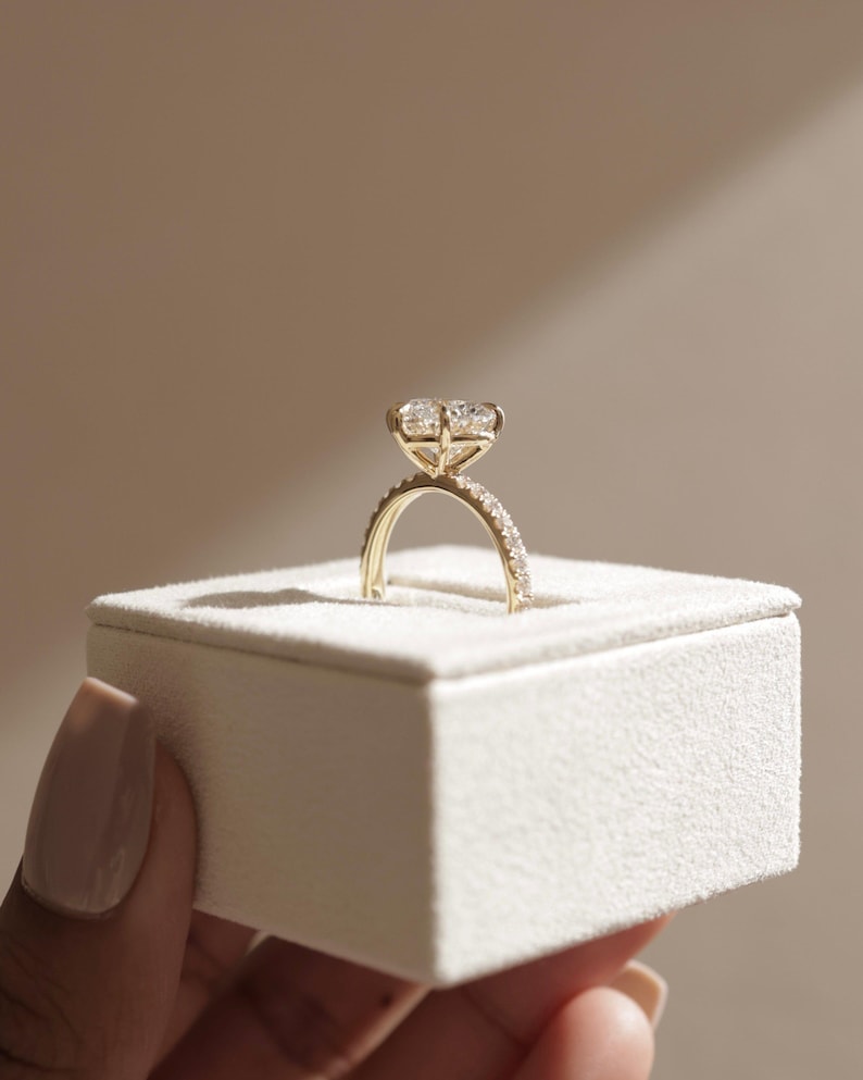 2.00 CT Heart Moissanite Engagement Ring, 14K Gold Heart Cut Pave Set Band Moissanite Ring, Half Pave Band Ring, GRA certified D-VVS1 ring. image 6