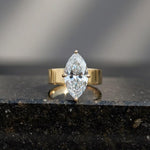 Load image into Gallery viewer, 3.00 CT Marquise Cigar Band Ring, Marquise Cut Moissanite Engagement Ring, 5 MM Thick Cigar Band Ring, 14K Gold Marquise Hidden Halo Ring. image 3