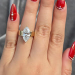 Load image into Gallery viewer, 3.00 CT Marquise Cigar Band Ring, Marquise Cut Moissanite Engagement Ring, 5 MM Thick Cigar Band Ring, 14K Gold Marquise Hidden Halo Ring. image 5