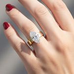 Load image into Gallery viewer, 3.00 CT Marquise Cigar Band Ring, Marquise Cut Moissanite Engagement Ring, 5 MM Thick Cigar Band Ring, 14K Gold Marquise Hidden Halo Ring. image 4