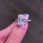 Load image into Gallery viewer, 5CT Radiant Cut Moissanite Engagement Ring 14K Solid Gold Pave Setting Hidden Halo Wedding Ring Promise Ring Anniversary Gift For Women image 6