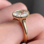 Load image into Gallery viewer, Oval Cut Lab Grown Diamond Bezel Ring, 14K Solid Gold Solitaire Engagement Ring image 3