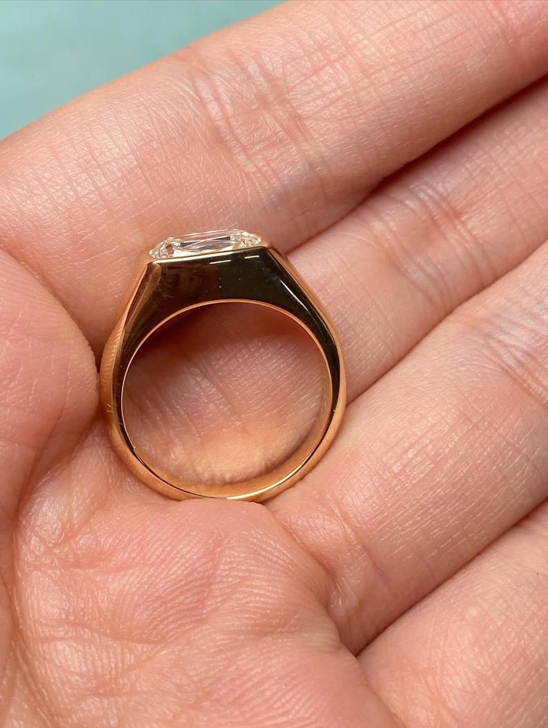minimalist bezel diamond ring cushion cut for proposal