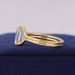 Load image into Gallery viewer, Emerald Cut Lab Grown Diamond Engagement Ring, Double Shank 10K Yellow Gold, IGI Certified image 4