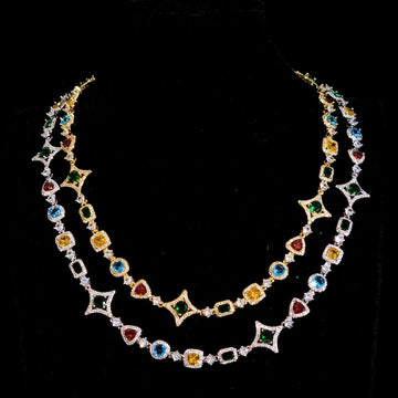 Iced Out Multi-Color Star Diamond Necklace,Hip Hop Jewelry for Men,Luxury Diamond Necklace,Stunning Jewelry Unisex,Boy Girls